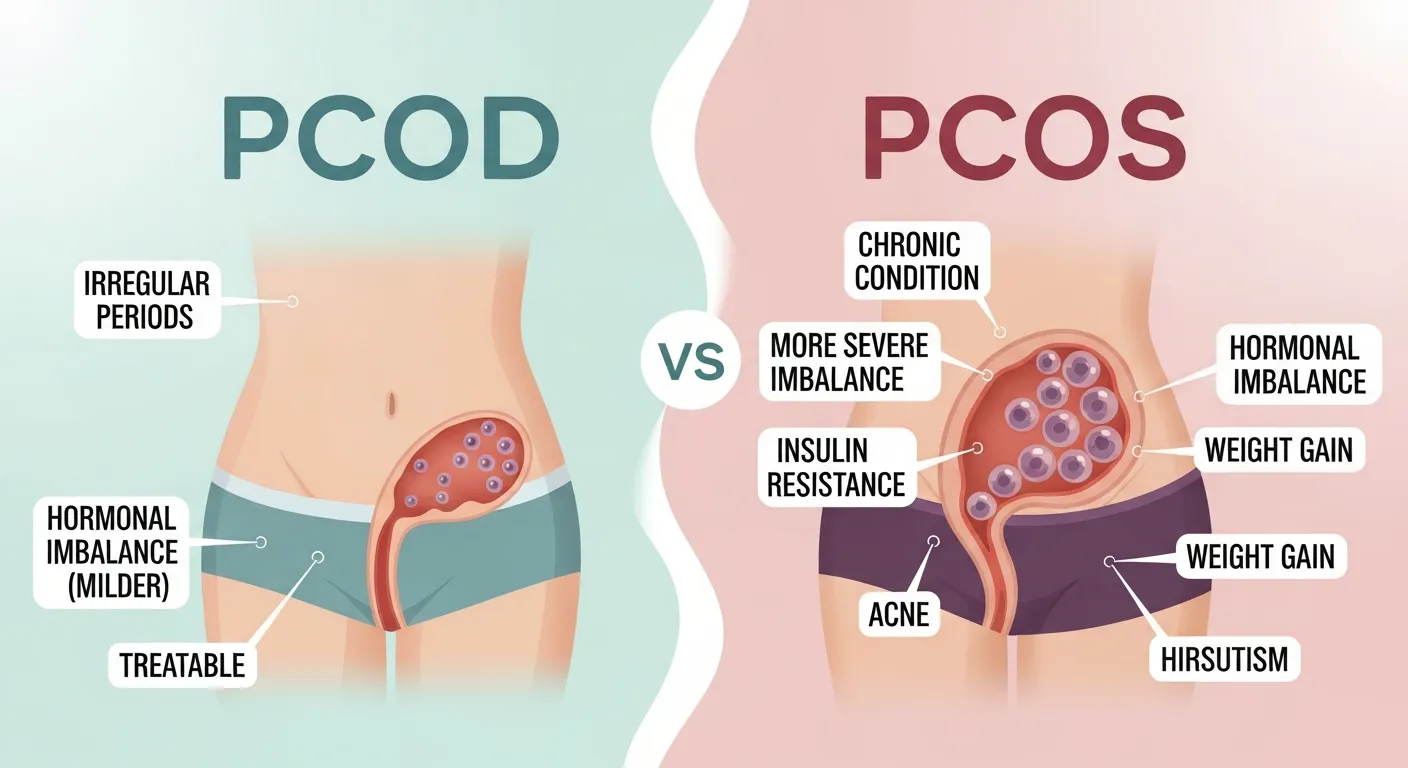 Difference between PCOD and PCOS full form with ovarian diagram and Indian patient