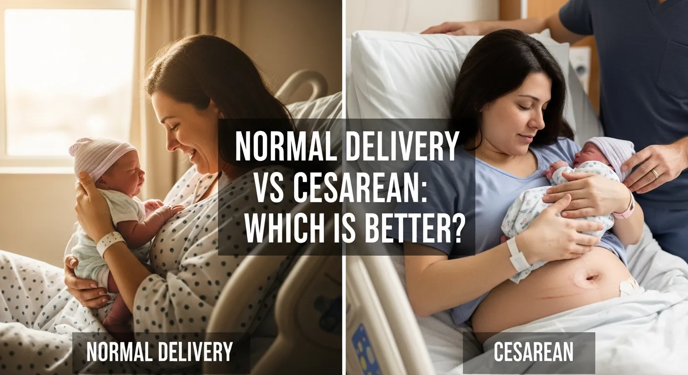 Chart showing difference between normal delivery and cesarean pain levels